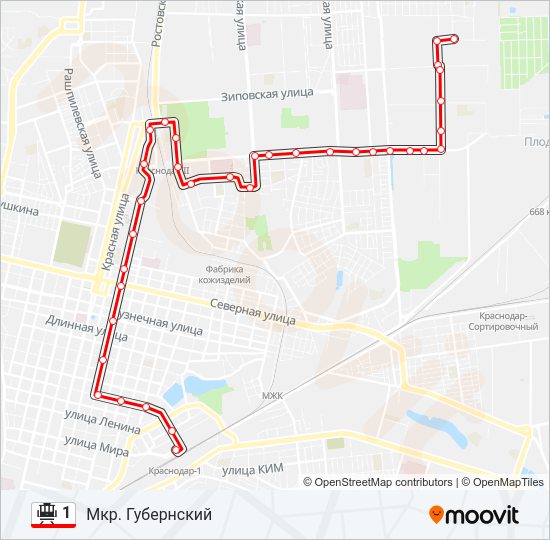 1 Tram Line Map