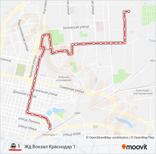 1 Tram Line Map