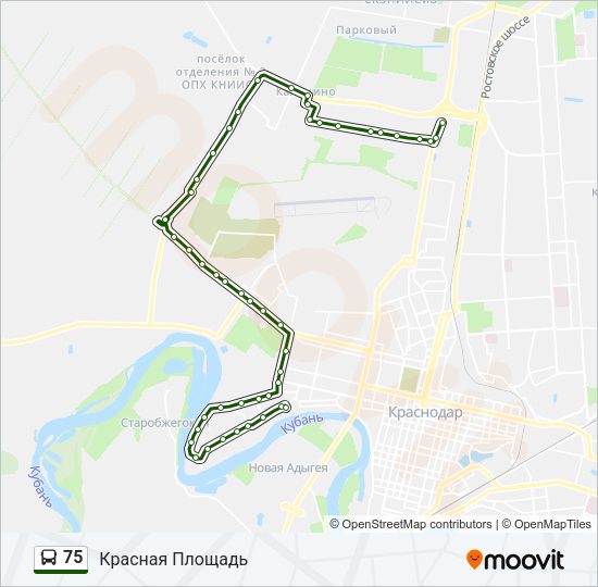 Автобус 75: карта маршрута