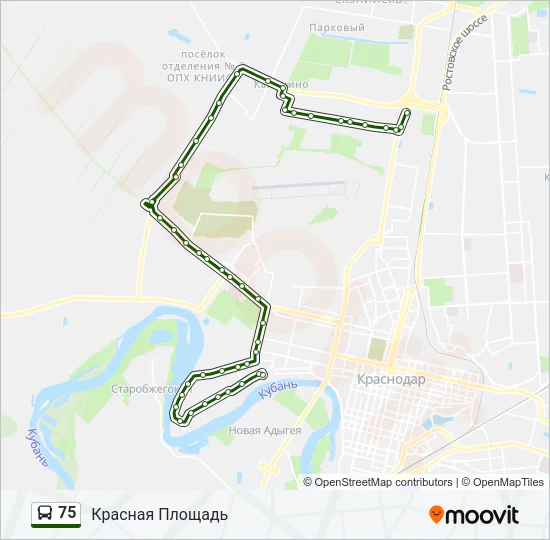 Автобус 75: карта маршрута