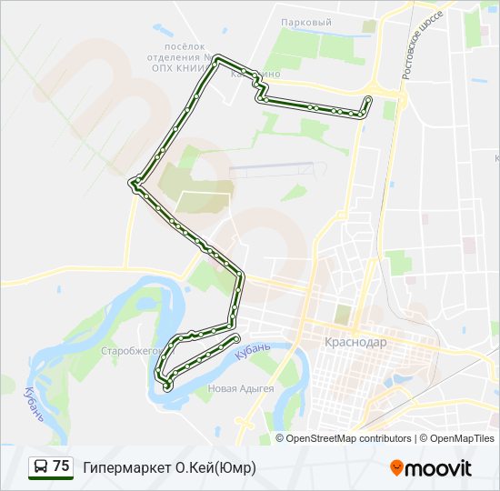 Автобус 75: карта маршрута