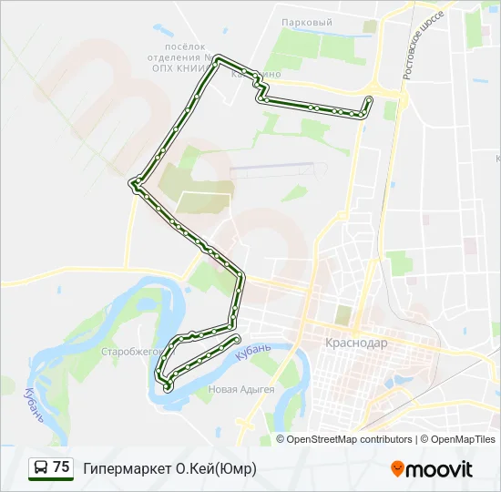 Автобус 75: карта маршрута