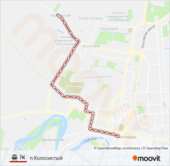 Трамвай 7К: карта маршрута