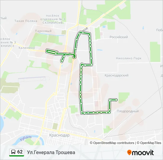 Автобус 62: карта маршрута