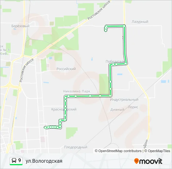 Автобус 9: карта маршрута