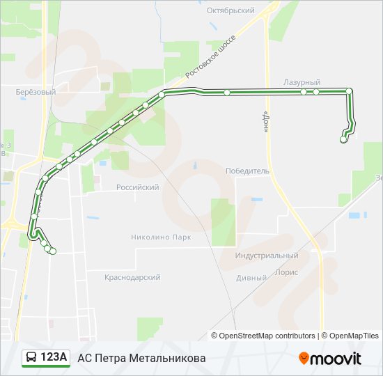 Автобус 123А: карта маршрута