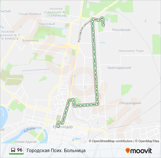 Автобус 96: карта маршрута