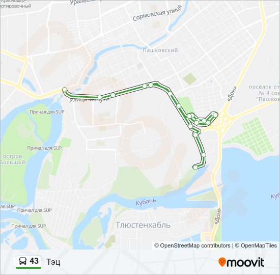 Автобус 43: карта маршрута
