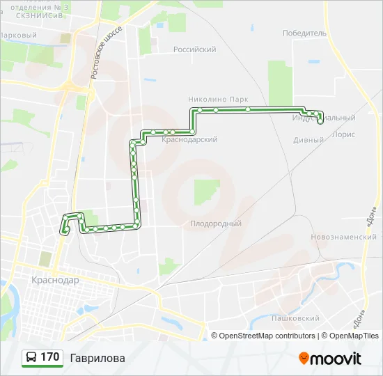 Автобус 170: карта маршрута