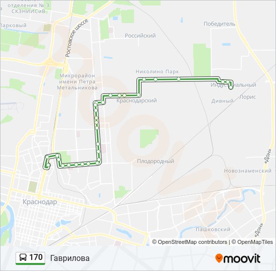 Автобус 170: карта маршрута