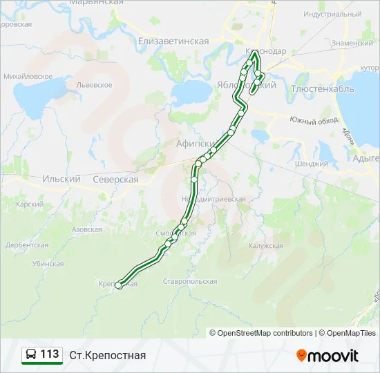 Автобус 113: карта маршрута