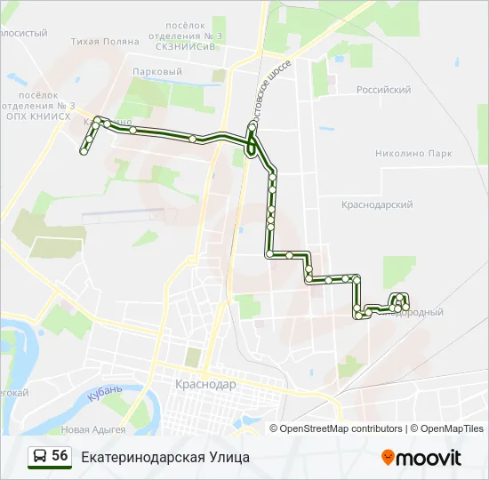 Автобус 56: карта маршрута