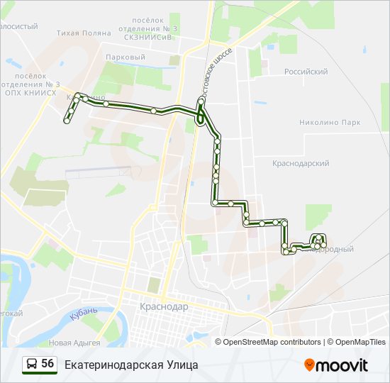 Автобус 56: карта маршрута