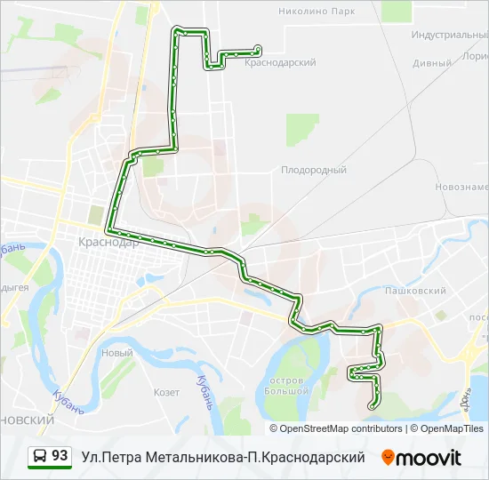 Автобус 93: карта маршрута