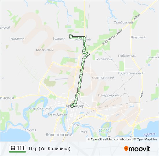 Автобус 111: карта маршрута