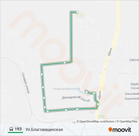 19З bus Line Map