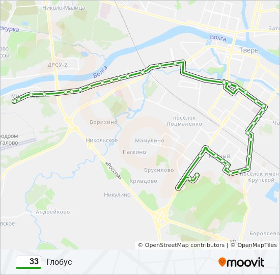 Автобус 33: карта маршрута