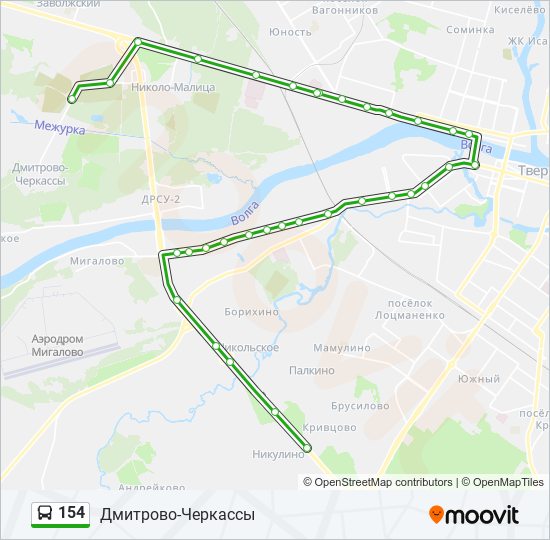 154 bus Line Map