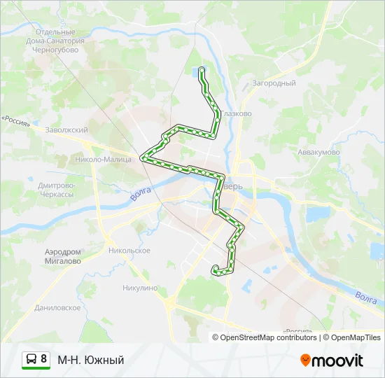 Автобус 8: карта маршрута