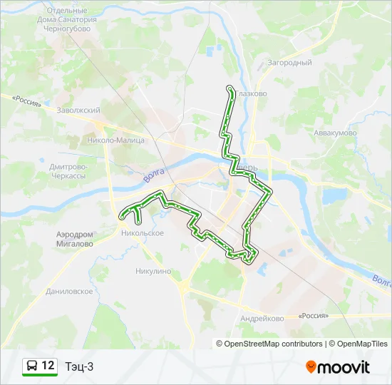 Автобус 12: карта маршрута