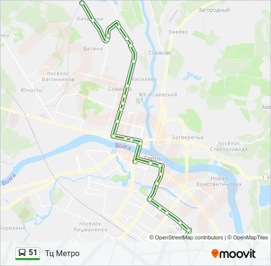 Автобус 51: карта маршрута