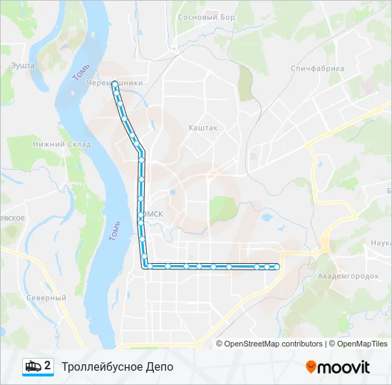 Троллейбус 2: карта маршрута