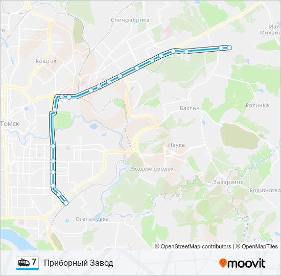 Расписание 7 томск. Маршрут 7 троллейбуса Томск. Маршрут троллейбуса 7 Альметьевск. Остановка приборный завод Томск. Маршрут троллейбуса 7 Томск с остановками на карте.