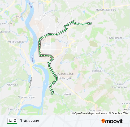 Автобус 2: карта маршрута