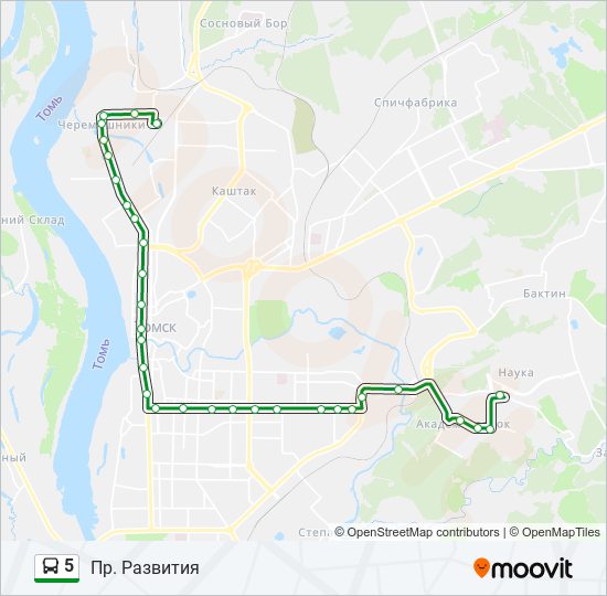 Схема движения 510 маршрута в томске