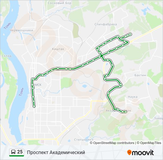 Автобус 25: карта маршрута