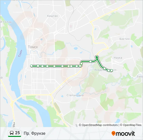 Автобус 25: карта маршрута