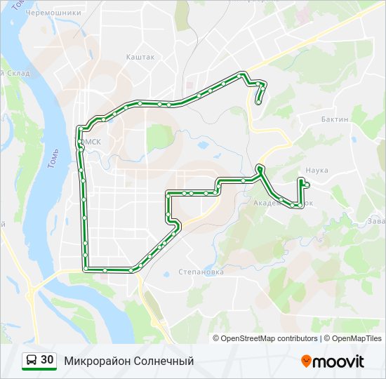 Автобус 30: карта маршрута