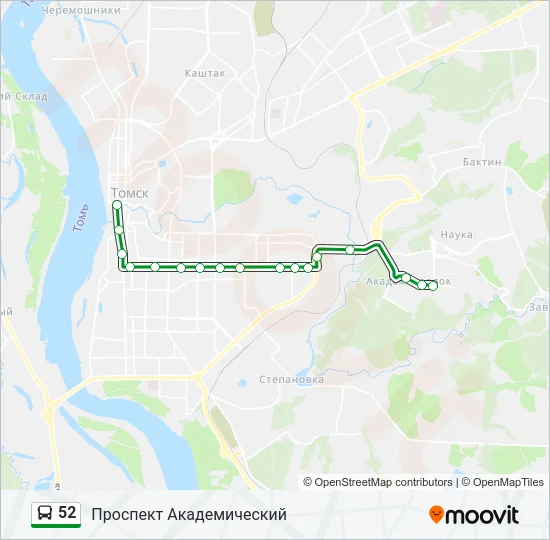 Автобус 52: карта маршрута