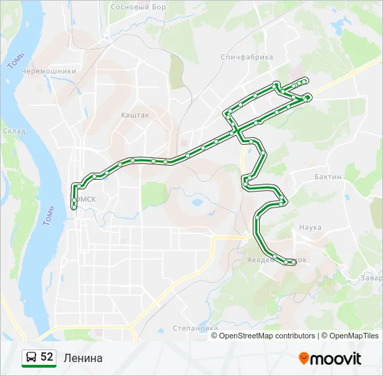 Автобус 52: карта маршрута