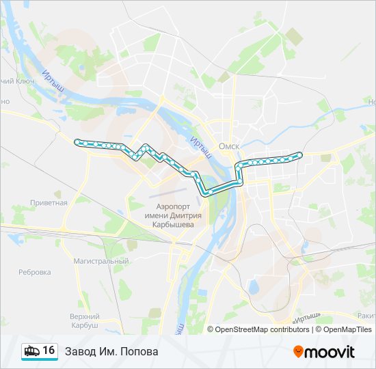 Троллейбус 16: карта маршрута
