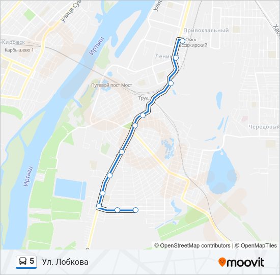 Автобус 5: карта маршрута
