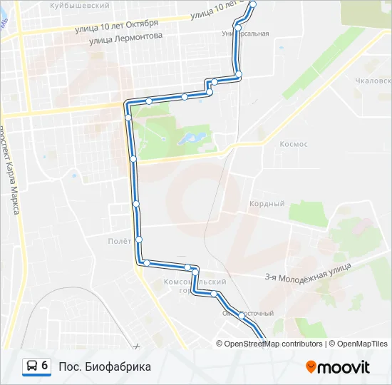 Автобус 6: карта маршрута