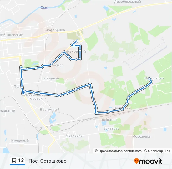 Автобус 13: карта маршрута
