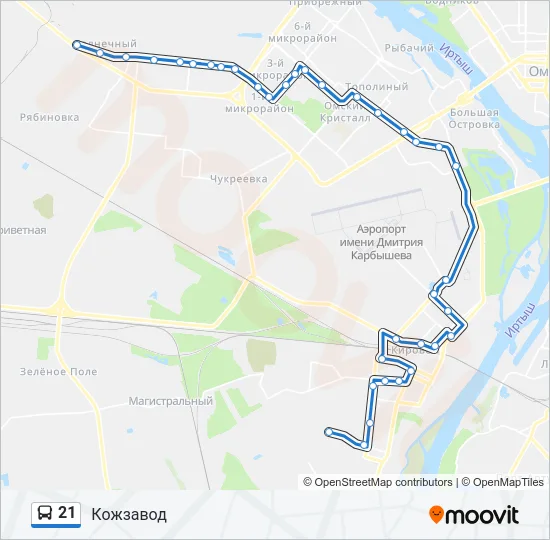 Автобус 21: карта маршрута