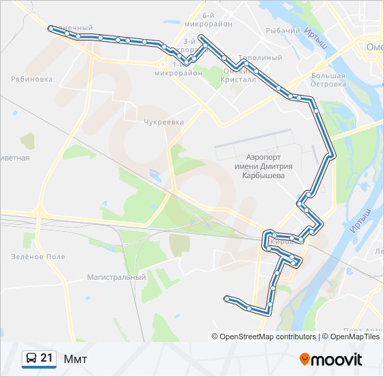 Автобус 21: карта маршрута