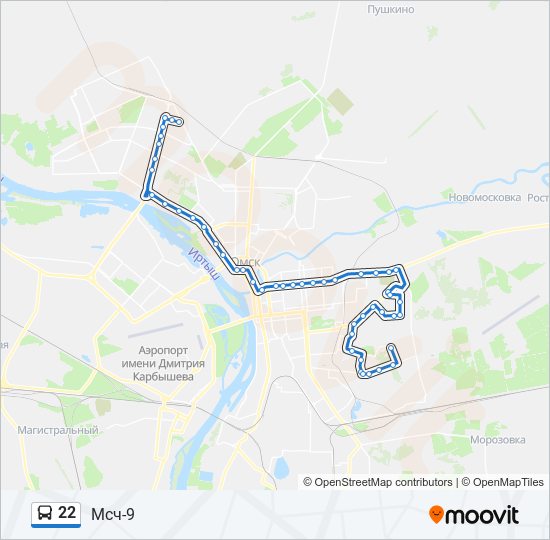 22 bus Line Map