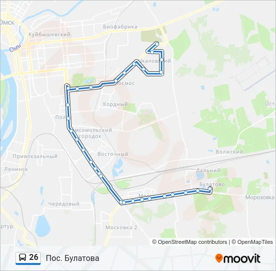 Автобус 26: карта маршрута