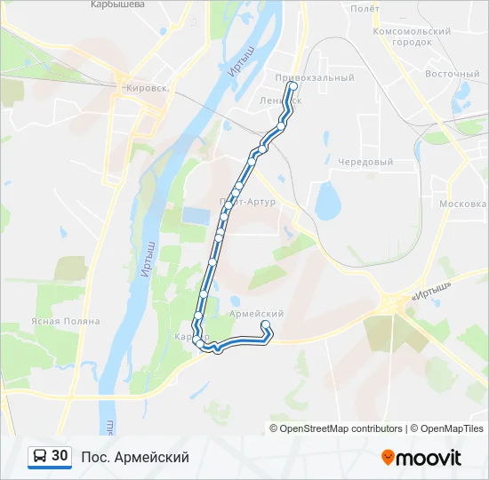 Автобус 30: карта маршрута