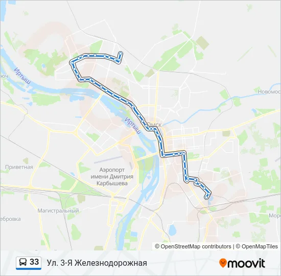 Автобус 33: карта маршрута