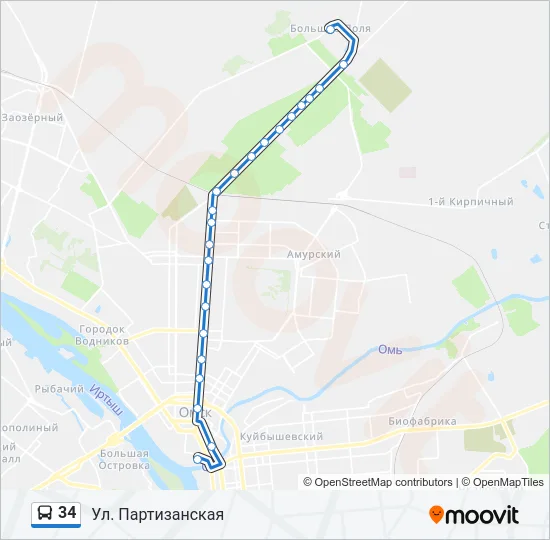 Автобус 34: карта маршрута