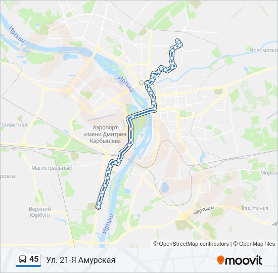 Автобус 45: карта маршрута
