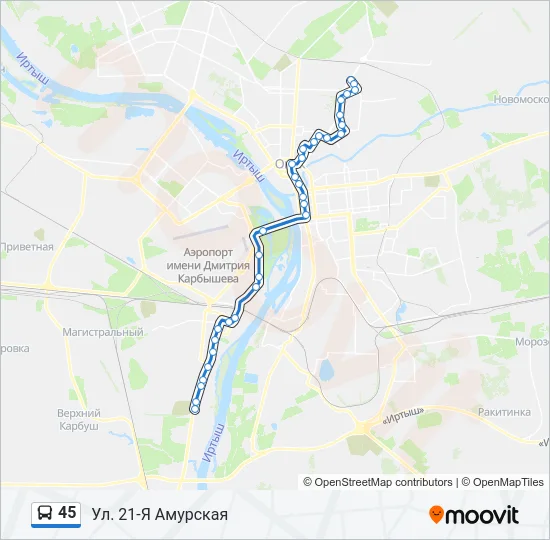 45 Bus Line Map