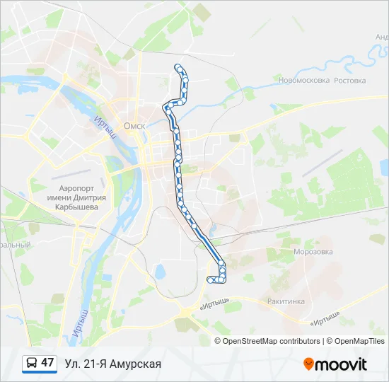 Автобус 47: карта маршрута