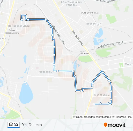 Автобус 52: карта маршрута