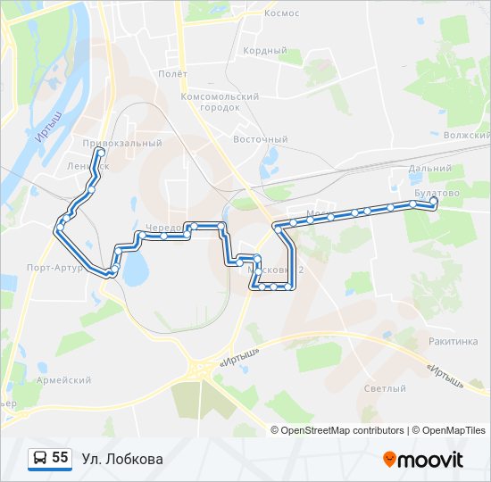 55 Bus Line Map